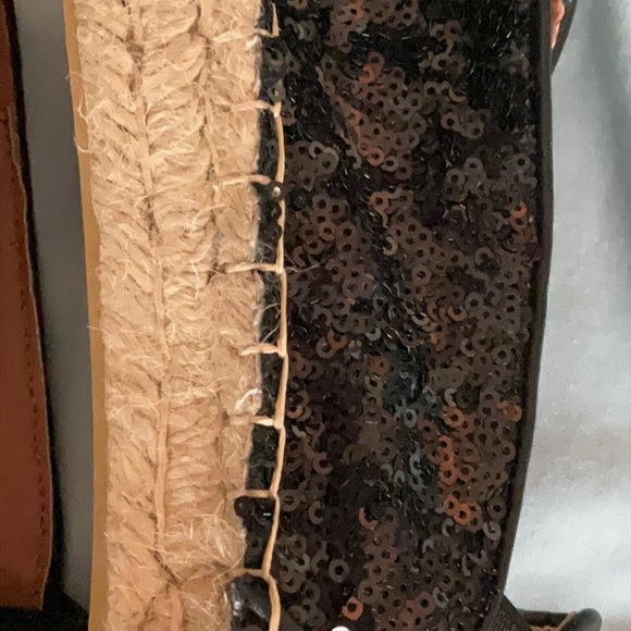 NEW Black sequin espadrille shoes from Italy size 9 9.5 GORGEOUS Via Maestra - Picture 4 of 8